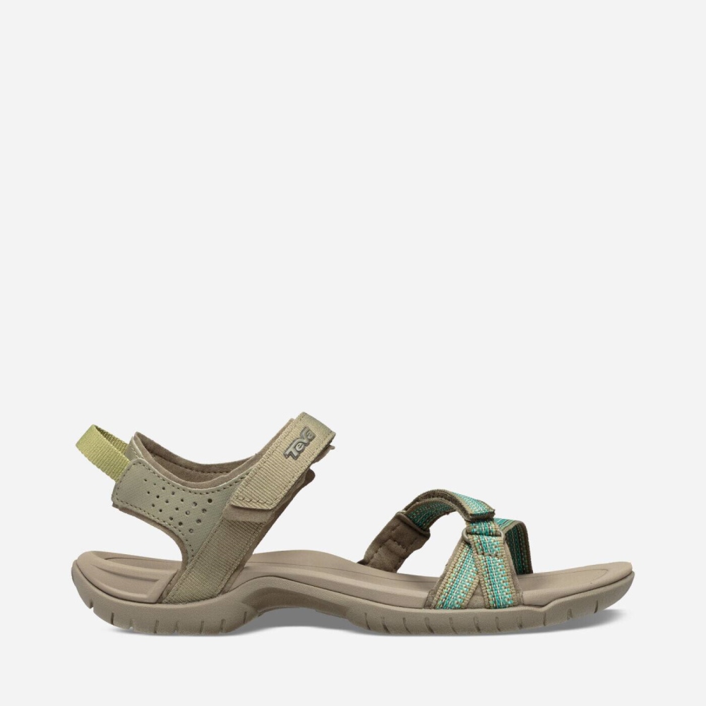 Teva Verra - Women's Teva Hiking Sandals - Grey / Olive | India (UTNJ13784)